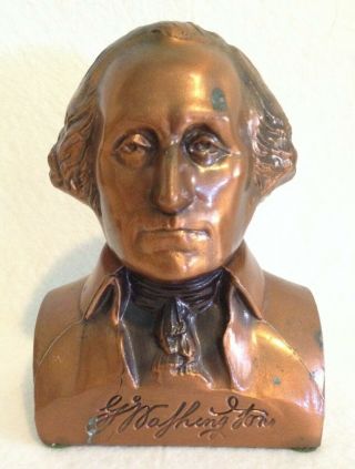 George Washington Bust Vintage Metal Copper Tone Banthrico Promotional Coin Bank