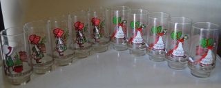 Vintage 1977 Holly Hobbie Christmas Coke Coca Cola Collectible Glasses Set Of 10