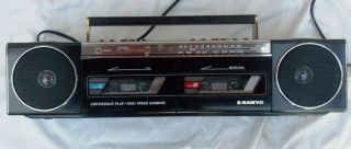 Vintage Sanyo M W550 Am Fm Stereo Radio Duel Cassette Recorder Boombox 4 Speaker