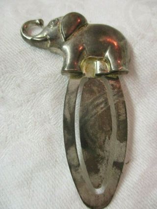 Vintage Tcm Silver Plated Bookmark Elephant