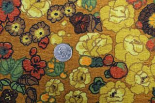 Vtg Mid Century Mcm Fabric Panel Mod Flower Nubby Curtain Upholstery 46x57
