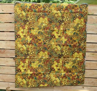 VTG Mid Century MCM Fabric Panel Mod Flower Nubby Curtain Upholstery 46x57 3