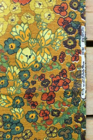VTG Mid Century MCM Fabric Panel Mod Flower Nubby Curtain Upholstery 46x57 4