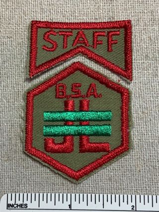 Vintage Junior Leader Training Boy Scout Badge Patch & Staff Segment Jl Bsa Camp