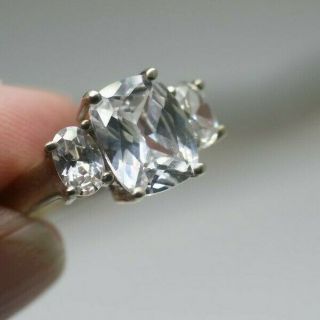 Vintage Sterling Silver 925 Sparkle Clear Cushion Cut Accent Ring Size 9