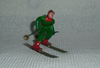 Vintage Lead Barclay " Man On Skis In Green " B190 Very Near