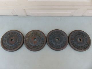 4x Vintage Paramount Los Angeles 10 Lb Cast Iron Weight Plates Weights 10lb