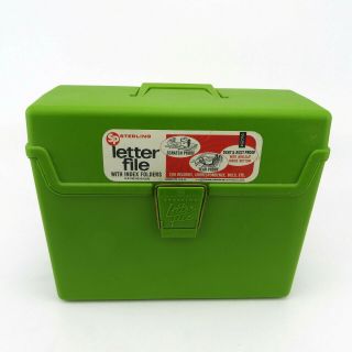 Vintage 1968 Sterling Plastics Avocado Green Letter File Box Storage 274