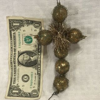 Q50 Antique Vtg Christmas Tree Glass Ornament Wire Wrapped Mercury Tinsel Silver
