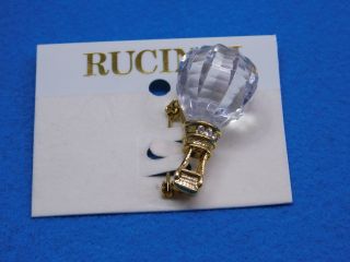 Vintage Signed Rucinni Lovely Gold Tone " Hot Air " Balloon Pin Brooch