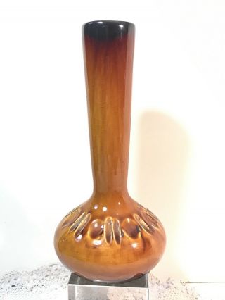 Vintage Australian Pottery Ellis Bud Vase Mid Century Retro Orange Glaze 221
