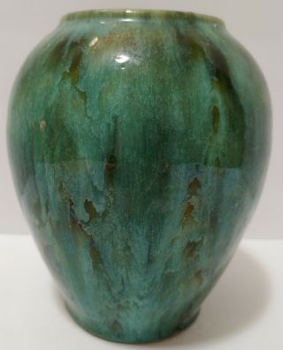 Vintage Brush Mccoy Green Onyx Glazed Pottery Vase 050