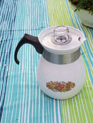 Vintage Corning Ware 6 Cup Stove Top Percolator Coffee Pot P - 166 Spice Of Life