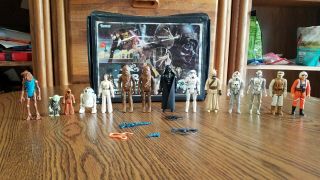 Vintage Star Wars Action Figure Collectors Case W 14 Figures 1977,  78,  80.