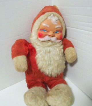 Vintage 1950s Rubber Face Santa Claus Plush Doll Decor Large 18 " Genie Toys