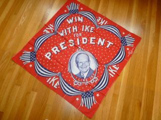 Vintage 1952 Eisenhower I Like Ike Win With Ike For President Campaign Bandana
