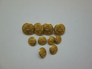 Class A Army Vintage Brass Military Buttons " Waterbury Co.  "