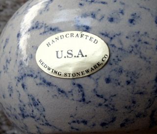 Rare Vintage Red Wing Stoneware Pottery Blue Spongeware Spittoon Shape Pottery 3