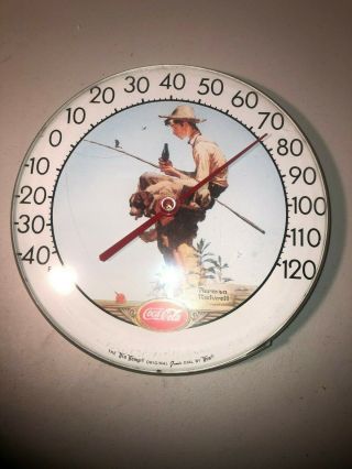 Vintage Norman Rockwell Coca - Cola Thermometer Tru - Temp Dial 12 "