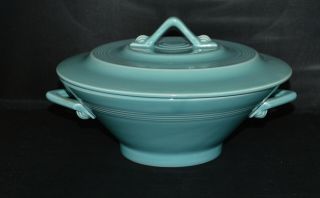 Vintage Homer Laughlin Turquoise Covered Vegetable / Casserol Dish -