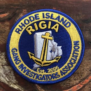 Vintage Rhode Island Rigia Police Gang Investigators Embroidered Cloth Patch