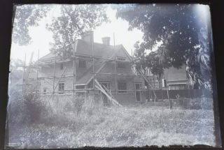 House With Scaffolding - Antique Vintage 1920 