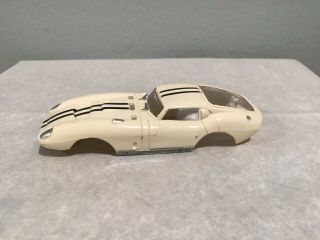 Vintage 1960s Aurora Tjet Cobra Gt,  White With Black Stripes Slot Car 1375