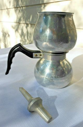 Vintage Mini Travel Size Aluminum Vacuum Coffee Maker/ Siphon Pot; 1 - 2 Cups