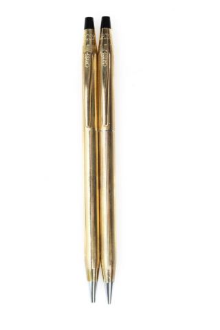 Cross Unisex Vintage 10KT Gold Filled Ballpoint Pen Mechanical Pencil Set 2