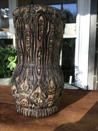 Large Vintage Zealand Black Mamaku (ponga) Tree Fern Vase Cyathea Medullaris