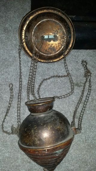 Vtg Antique Cast Brass Weight For Hanging Oil Lamp Motor Victorian Acorn