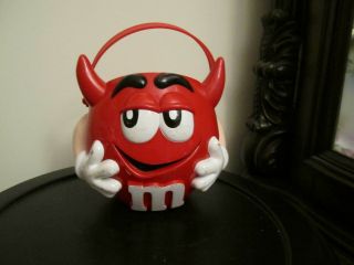 Rare Vintage Red M&m Devil Trick Or Treat Bucket Halloween Candy Bucket Pail
