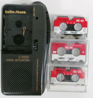 Vintage Radio Shack Handheld Portable Micro Tape Cassette Recorder 2 Speed