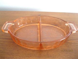 Vintage Pink Depression Glass Divided Relish/Candy Dish Jeannette Poinsettia 2