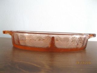 Vintage Pink Depression Glass Divided Relish/Candy Dish Jeannette Poinsettia 3