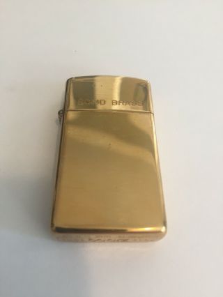 Vintage Zippo Slim Solid Brass 1932 - 1991 Edition