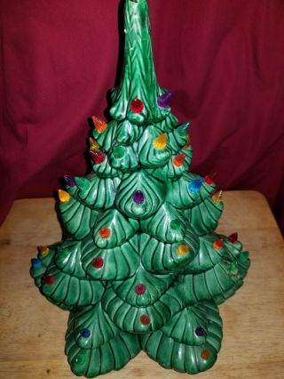 Vtg 1976 14 " Ceramic Christmas Tree Multi - Color Lights Without Base