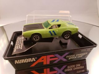 Vintage Aurora Afx Slot Car 1773 Dodge Charger Stock Car W/ Cube Lime Green Rare