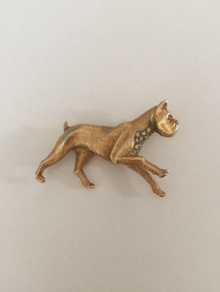 Vintage Signed BOUCHER Gold Tone BOXER Dog Brooch Pin 3