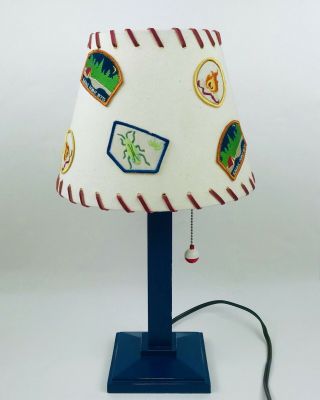 Vintage Boy Scouts Patch Lamp Boys Room Blue Camping Cabin Decoration Light