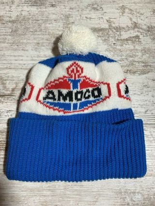 Vintage Amoco Knit Stocking Cap Hat Petroliana Gas & Oil Advertising Logo