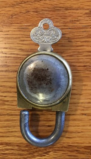 Vintage E.  T.  FRAIM Brass & Steel Padlock with Very Decorative Key - SOLID 2