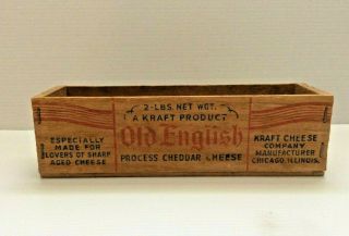 Antique Vintage Kraft Cheese Old English Process Cheese Wooden Box 2 Lb