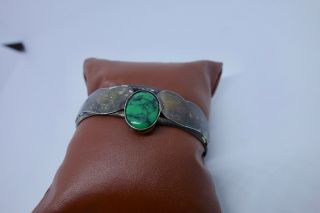 Vintage Mexico Alpaca Turquoise Cuff Bracelet