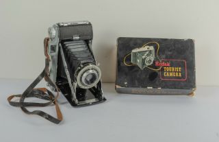 Vintage Kodak Tourist Camera With Box And Instruction Book