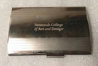 Vtg Business Card Case Scad Savannah College Of Art And Design Rare Chrome