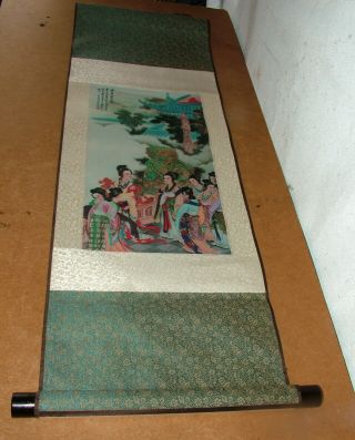 2x Vintage Antique Signed China Chinese Silk Scroll Paintings