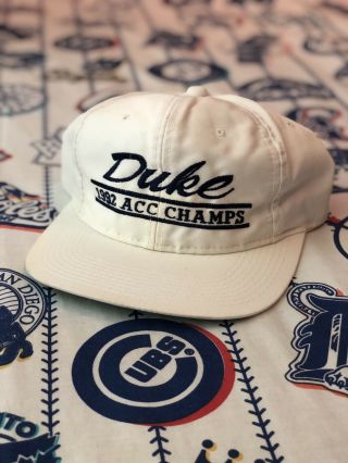 Vintage Duke Basketball Snapback Hat Cap 1992 Acc Champs Blue Devils Adjustable