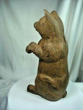 VINTAGE CAST IRON BEGGING STANDING BEAR BANK WITH STOPPER ON BASE 2