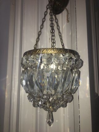 Vintage Small Coffin Crystal Chandelier